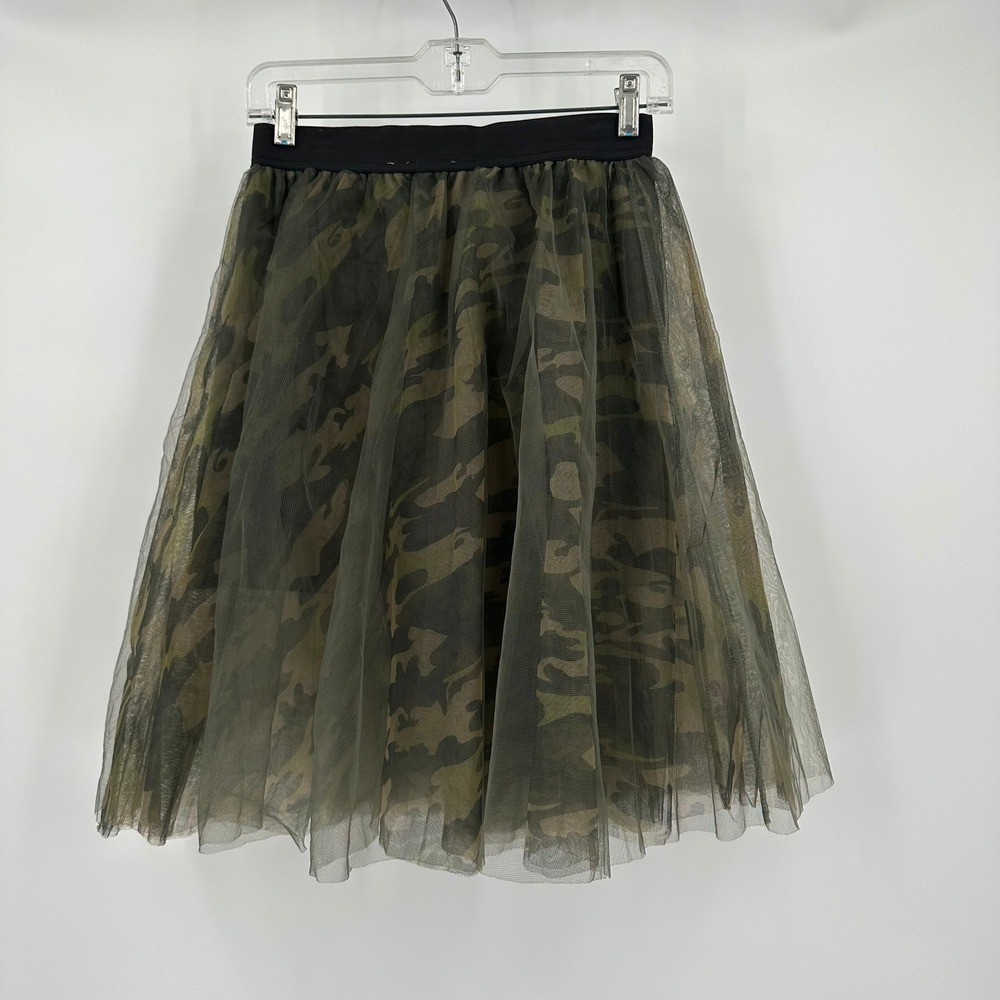 Womens Whimsigoth Camo Tulle Skirt Sz L Tutu Grunge Edgy Alt Goth Mesh Woodland - Picture 2 of 7